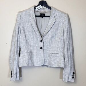 Hobbs 100% Linen Flax Blazer Jacket - Women's Size Beige - 14 UK